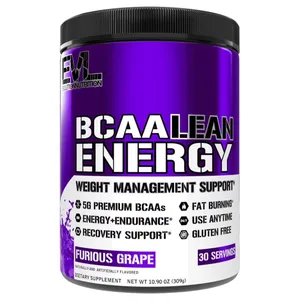 EVL BCAA Lean Energy Furious Grape - 30 Servings  Natural Fat Burner & Pre Workout BCAA Powder for Performance & Recovery